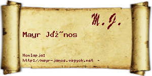 Mayr János névjegykártya